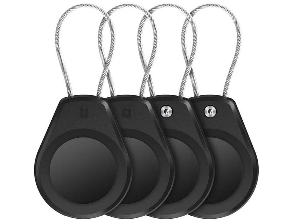 AirTag Keychain Holder Waterproof Case 4-Pack Black